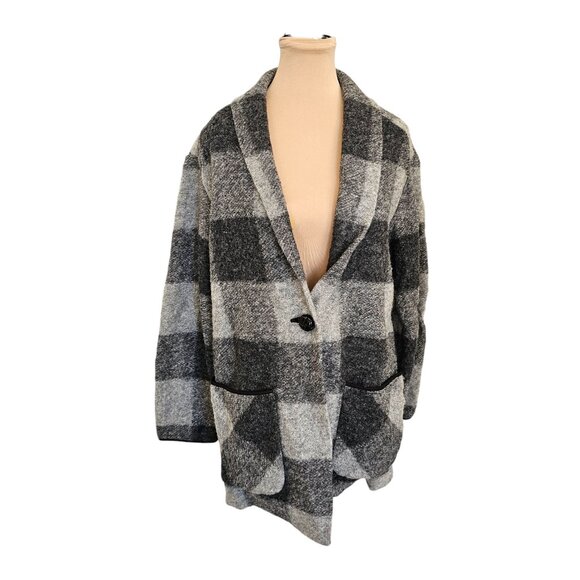 Wilfred Aritzia Off Duty Jacket Plaid Grey Wool Sz S - Picture 1 of 11